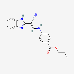 molecular formula C20H18N4O2 B7743362 propyl 4-[[(E)-2-(1H-benzimidazol-2-yl)-2-cyanoethenyl]amino]benzoate 