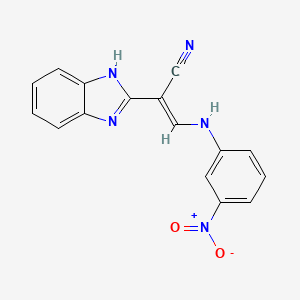 molecular formula C16H11N5O2 B7743365 (2E)-2-(1H-benzimidazol-2-yl)-3-[(3-nitrophenyl)amino]prop-2-enenitrile 