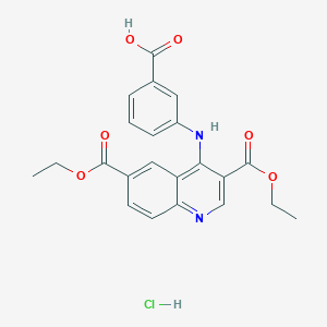 molecular formula C22H21ClN2O6 B7743402 3-[[3,6-Bis(ethoxycarbonyl)quinolin-4-yl]amino]benzoic acid;hydrochloride 