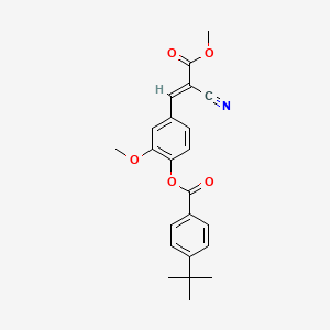 molecular formula C23H23NO5 B7743433 (E)-4-(2-cyano-3-methoxy-3-oxoprop-1-en-1-yl)-2-methoxyphenyl 4-(tert-butyl)benzoate 