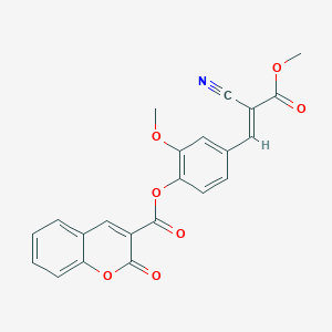 molecular formula C22H15NO7 B7743446 [4-[(E)-2-cyano-3-methoxy-3-oxoprop-1-enyl]-2-methoxyphenyl] 2-oxochromene-3-carboxylate 