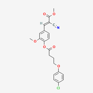(E)-4-(2-cyano-3-methoxy-3-oxoprop-1-en-1-yl)-2-methoxyphenyl 4-(4-chlorophenoxy)butanoate