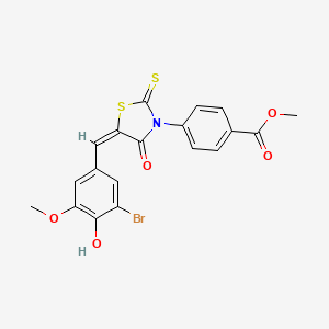 molecular formula C19H14BrNO5S2 B7743462 methyl 4-[(5E)-5-(3-bromo-4-hydroxy-5-methoxybenzylidene)-4-oxo-2-thioxo-1,3-thiazolidin-3-yl]benzoate 