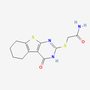molecular formula C12H13N3O2S2 B7743543 2-[(4-Oxo-3,4,5,6,7,8-hexahydro[1]benzothieno[2,3-d]pyrimidin-2-yl)sulfanyl]acetamide 