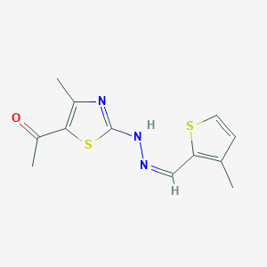 molecular formula C12H13N3OS2 B7743559 (Z)-1-(4-methyl-2-(2-((3-methylthiophen-2-yl)methylene)hydrazinyl)thiazol-5-yl)ethanone 