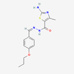 molecular formula C15H18N4O2S B7743574 2-amino-4-methyl-N-[(1Z)-(4-propoxyphenyl)methylidene]-1,3-thiazole-5-carbohydrazide 