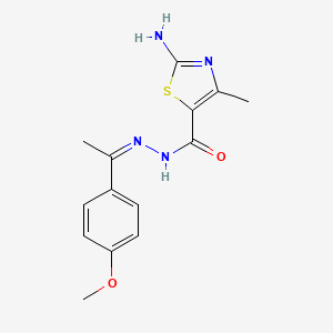 molecular formula C14H16N4O2S B7743577 (Z)-2-amino-N'-(1-(4-methoxyphenyl)ethylidene)-4-methylthiazole-5-carbohydrazide 