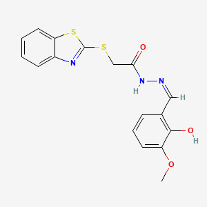 molecular formula C17H15N3O3S2 B7743583 2-(1,3-benzothiazol-2-ylsulfanyl)-N-[(Z)-(2-hydroxy-3-methoxyphenyl)methylideneamino]acetamide 
