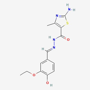 molecular formula C14H16N4O3S B7743597 2-amino-N-[(1E)-(3-ethoxy-4-hydroxyphenyl)methylidene]-4-methyl-1,3-thiazole-5-carbohydrazide 