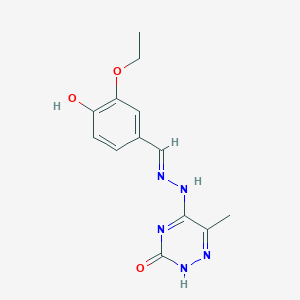 molecular formula C13H15N5O3 B7743601 3-Ethoxy-4-hydroxybenzaldehyde (6-methyl-3-oxo-2,3-dihydro-1,2,4-triazin-5-yl)hydrazone 