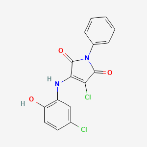 molecular formula C16H10Cl2N2O3 B7743607 3-Chloro-4-(5-chloro-2-hydroxyanilino)-1-phenylpyrrole-2,5-dione 