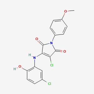 molecular formula C17H12Cl2N2O4 B7743608 3-Chloro-4-(5-chloro-2-hydroxyanilino)-1-(4-methoxyphenyl)pyrrole-2,5-dione 