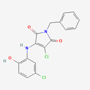molecular formula C17H12Cl2N2O3 B7743614 1-Benzyl-3-chloro-4-(5-chloro-2-hydroxyanilino)-2,5-pyrroledione 