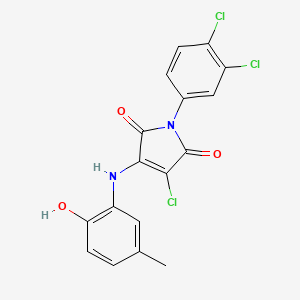 molecular formula C17H11Cl3N2O3 B7743629 3-Chloro-1-(3,4-dichlorophenyl)-4-(2-hydroxy-5-methylanilino)pyrrole-2,5-dione 