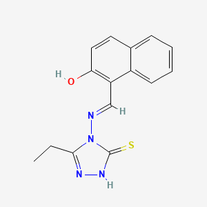 molecular formula C15H14N4OS B7743630 1-{[(3-ethyl-5-mercapto-4H-1,2,4-triazol-4-yl)imino]methyl}-2-naphthol 