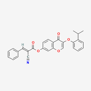 molecular formula C28H21NO5 B7743638 4-oxo-3-[2-(propan-2-yl)phenoxy]-4H-chromen-7-yl (2E)-2-cyano-3-phenylprop-2-enoate 