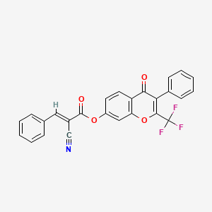 [4-oxo-3-phenyl-2-(trifluoromethyl)chromen-7-yl] (E)-2-cyano-3-phenylprop-2-enoate