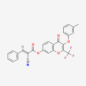 [3-(3-methylphenoxy)-4-oxo-2-(trifluoromethyl)chromen-7-yl] (E)-2-cyano-3-phenylprop-2-enoate