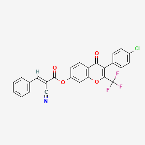 [3-(4-chlorophenyl)-4-oxo-2-(trifluoromethyl)chromen-7-yl] (E)-2-cyano-3-phenylprop-2-enoate