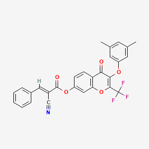 (E)-3-(3,5-dimethylphenoxy)-4-oxo-2-(trifluoromethyl)-4H-chromen-7-yl 2-cyano-3-phenylacrylate