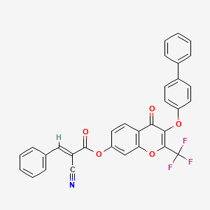 [4-oxo-3-(4-phenylphenoxy)-2-(trifluoromethyl)chromen-7-yl] (E)-2-cyano-3-phenylprop-2-enoate