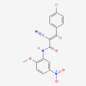 molecular formula C17H12ClN3O4 B7743690 (E)-3-(4-chlorophenyl)-2-cyano-N-(2-methoxy-5-nitrophenyl)prop-2-enamide 