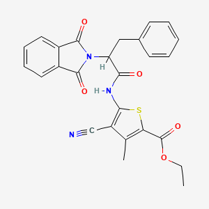 molecular formula C26H21N3O5S B7743699 Ethyl 4-cyano-5-(2-(1,3-dioxoisoindolin-2-yl)-3-phenylpropanamido)-3-methylthiophene-2-carboxylate 