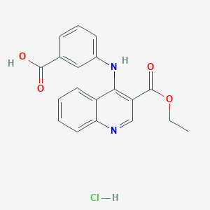 molecular formula C19H17ClN2O4 B7743707 3-[(3-Ethoxycarbonylquinolin-4-yl)amino]benzoic acid;hydrochloride 
