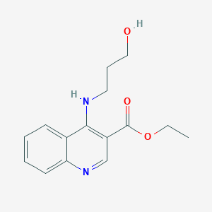 molecular formula C15H18N2O3 B7743716 4-[(3-Hydroxypropyl)amino]quinoline-3-carboxylic acid ethyl ester 