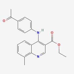 molecular formula C21H20N2O3 B7743736 Ethyl 4-[(4-acetylphenyl)amino]-8-methylquinoline-3-carboxylate 