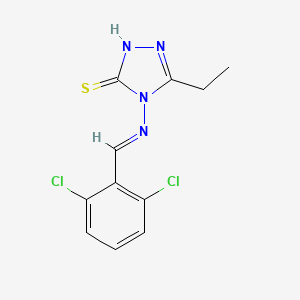 molecular formula C11H10Cl2N4S B7743759 4-[(E)-(2,6-dichlorophenyl)methylideneamino]-3-ethyl-1H-1,2,4-triazole-5-thione 