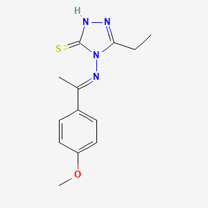 molecular formula C13H16N4OS B7743765 (E)-5-ethyl-4-((1-(4-methoxyphenyl)ethylidene)amino)-4H-1,2,4-triazole-3-thiol 