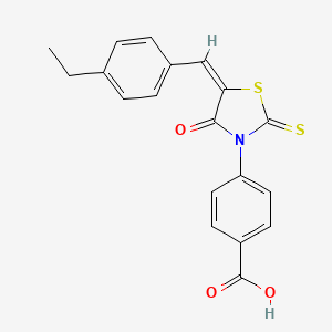 molecular formula C19H15NO3S2 B7743821 4-[(5E)-5-[(4-ethylphenyl)methylidene]-4-oxo-2-sulfanylidene-1,3-thiazolidin-3-yl]benzoic acid 