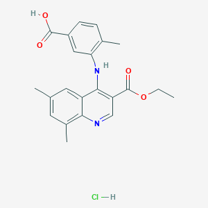 3-[(3-Ethoxycarbonyl-6,8-dimethylquinolin-4-yl)amino]-4-methylbenzoic acid;hydrochloride