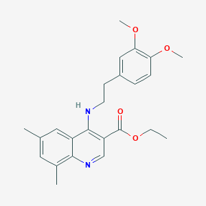 molecular formula C24H28N2O4 B7743852 Ethyl 4-{[2-(3,4-dimethoxyphenyl)ethyl]amino}-6,8-dimethylquinoline-3-carboxylate 