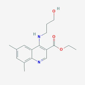 molecular formula C17H22N2O3 B7743859 Ethyl 4-[(3-hydroxypropyl)amino]-6,8-dimethylquinoline-3-carboxylate 