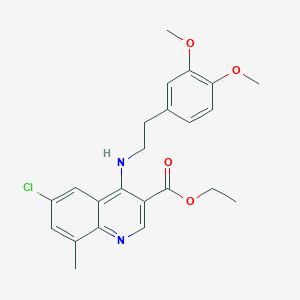 molecular formula C23H25ClN2O4 B7743863 Ethyl 6-chloro-4-{[2-(3,4-dimethoxyphenyl)ethyl]amino}-8-methylquinoline-3-carboxylate 