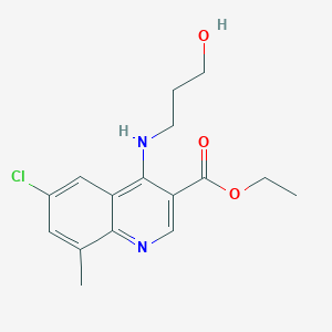 molecular formula C16H19ClN2O3 B7743870 Ethyl 6-chloro-4-[(3-hydroxypropyl)amino]-8-methylquinoline-3-carboxylate 