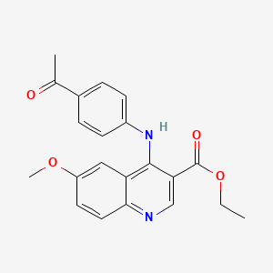 molecular formula C21H20N2O4 B7743933 Ethyl 4-[(4-acetylphenyl)amino]-6-methoxyquinoline-3-carboxylate 