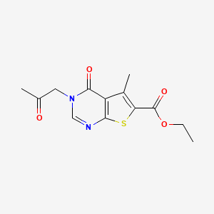 molecular formula C13H14N2O4S B7743934 Ethyl 5-methyl-4-oxo-3-(2-oxopropyl)thieno[2,3-d]pyrimidine-6-carboxylate 