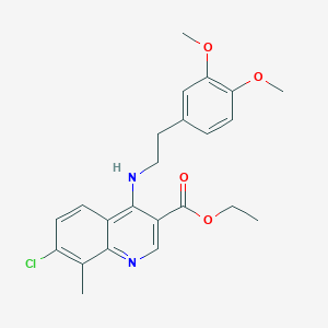 molecular formula C23H25ClN2O4 B7743936 Ethyl 7-chloro-4-{[2-(3,4-dimethoxyphenyl)ethyl]amino}-8-methylquinoline-3-carboxylate 
