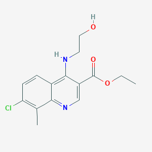 molecular formula C15H17ClN2O3 B7743938 Ethyl 7-chloro-4-(2-hydroxyethylamino)-8-methylquinoline-3-carboxylate 