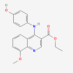 molecular formula C19H18N2O4 B7743946 Ethyl 4-[(4-hydroxyphenyl)amino]-8-methoxyquinoline-3-carboxylate 
