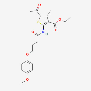 molecular formula C21H25NO6S B7743968 Ethyl 5-acetyl-2-{[4-(4-methoxyphenoxy)butanoyl]amino}-4-methylthiophene-3-carboxylate 