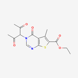 molecular formula C15H16N2O5S B7743975 Ethyl 3-(2,4-dioxopentan-3-yl)-5-methyl-4-oxothieno[2,3-d]pyrimidine-6-carboxylate 