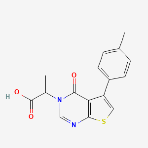 molecular formula C16H14N2O3S B7743977 2-(4-Oxo-5-p-tolyl-4H-thieno[2,3-d]pyrimidin-3-yl)-propionic acid 