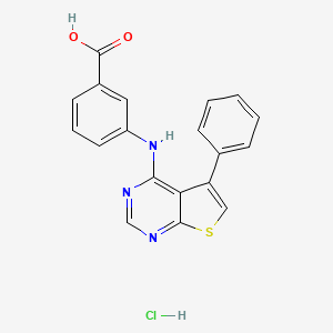 molecular formula C19H14ClN3O2S B7743984 3-({5-苯并噻吩并[2,3-d]嘧啶-4-基}氨基)苯甲酸盐酸盐 