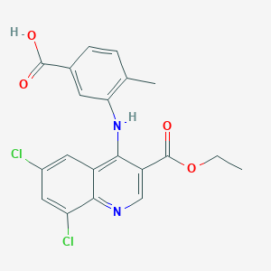 3-{[6,8-Dichloro-3-(ethoxycarbonyl)quinolin-4-yl]amino}-4-methylbenzoic acid