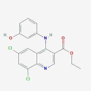 molecular formula C18H14Cl2N2O3 B7744096 Ethyl 6,8-dichloro-4-[(3-hydroxyphenyl)amino]quinoline-3-carboxylate 