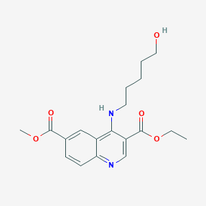 molecular formula C19H24N2O5 B7744109 3-Ethyl 6-methyl 4-[(5-hydroxypentyl)amino]quinoline-3,6-dicarboxylate 